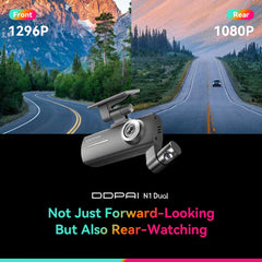 DDPAI Dash Cam N1 تسجيل أمامي وخلفي مزدوج NightVIS