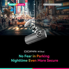 DDPAI Dash Cam N1 تسجيل أمامي وخلفي مزدوج NightVIS