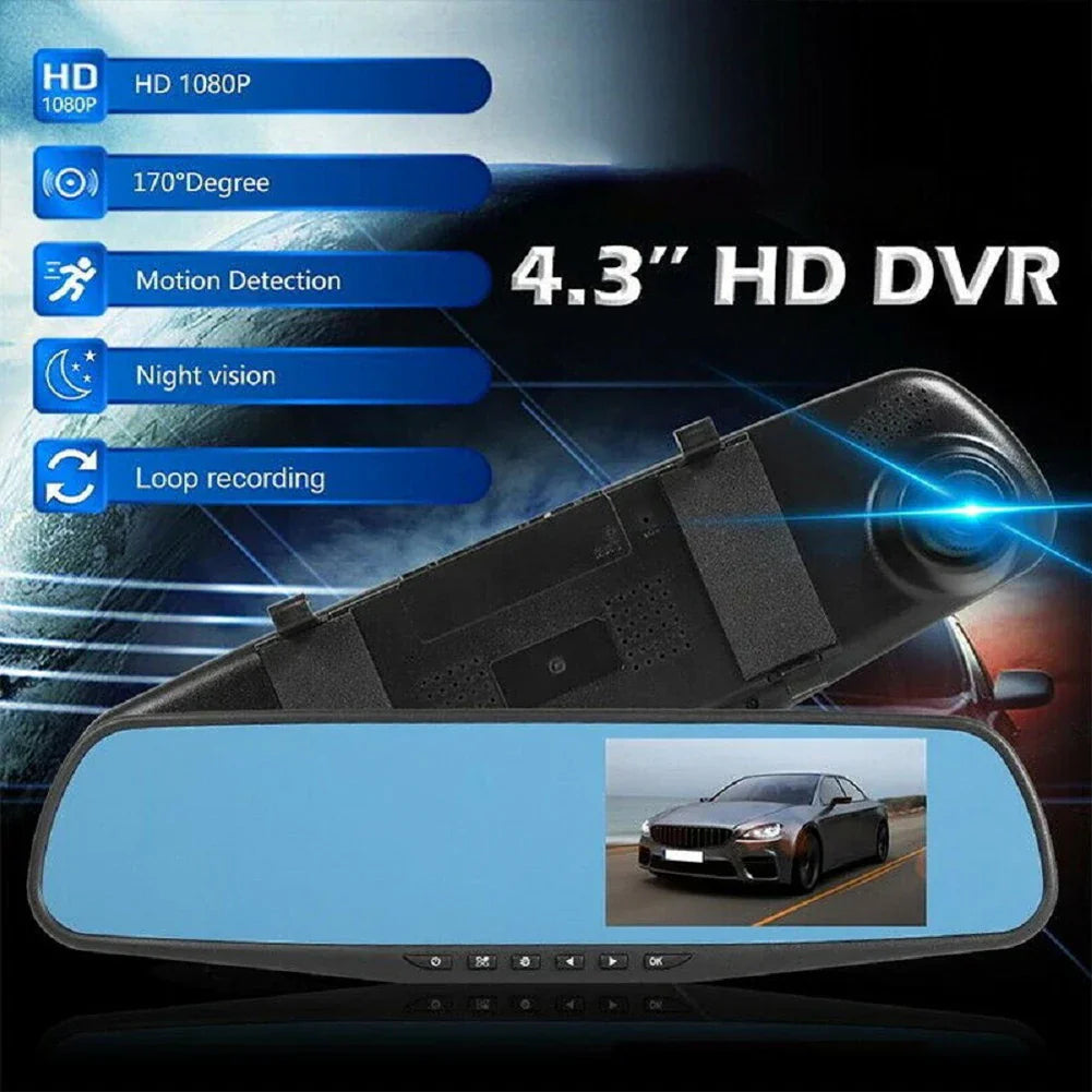 داش كام كاميرا أمامية وخلفية مرآة DVR صندوق أسود 170 درجة زاوية واسعة مسجل فيديو السيارة